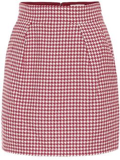 Houndstooth cotton-blend miniskirt