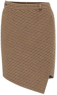 Houndstooth wool-blend miniskirt