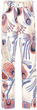 Printed straight-leg jeans