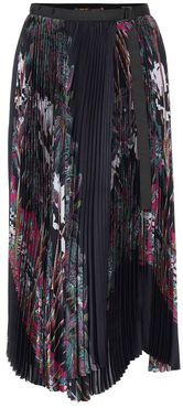 Printed asymmetric pleated skirt