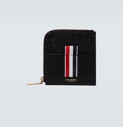 Square half-zipped leather wallet