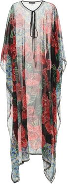 Floral silk-chiffon kaftan