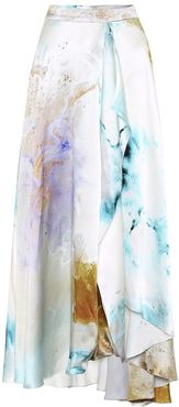Zinja printed high-rise silk skirt