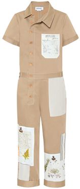 Patchwork cotton-blend jumpsuit