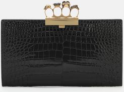 Four Ring Small croc-effect leather clutch