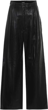 High-rise wide-leg leather pants