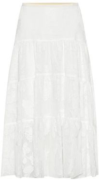 Embroidered midi skirt