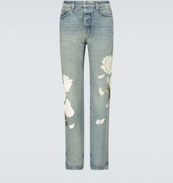 Flower painted relaxed jeans