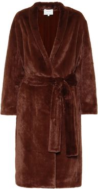 Belted faux fur coat