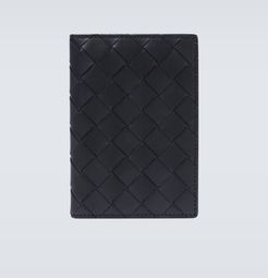 Intrecciato leather passport wallet