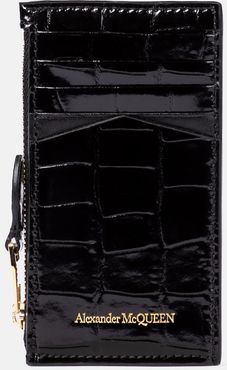 Croc-effect zipped wallet