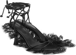 Sweden lace-trimmed leather sandals