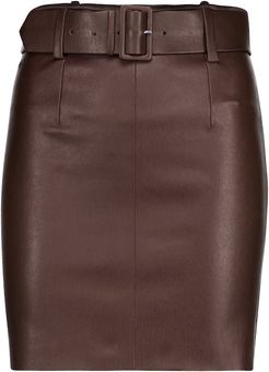 Megan belted leather miniskirt