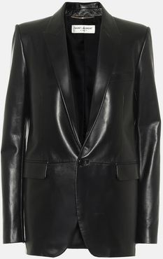 Single-breasted leather blazer