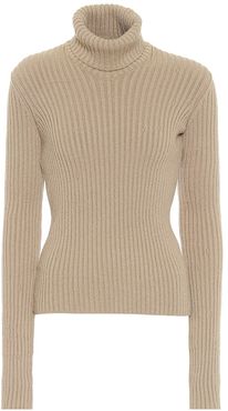 Ribbed-knit wool-blend turtleneck sweater