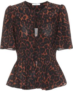 Laliya leopard-print silk top