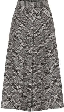 Checked high-rise wool-blend skirt