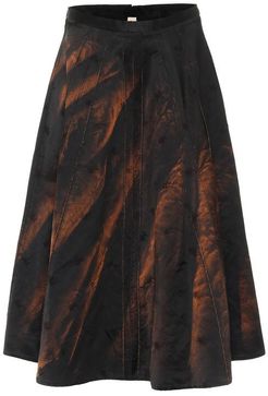 Cotton-blend midi skirt