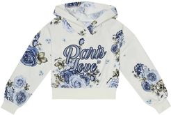 Floral stretch-cotton hoodie