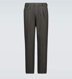 Double-pleated cotton pants