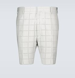 Punched square wool-blend shorts