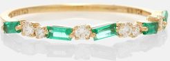 18kt gold ring with emeralds and diamonds