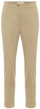 Mid-rise stretch-cotton pants