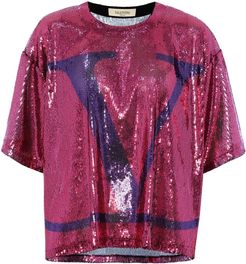 VLOGO sequin T-shirt