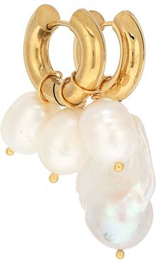 24kt gold-plated hoop earrings with pearls