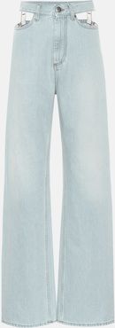 Cutout high-rise wide-leg jeans