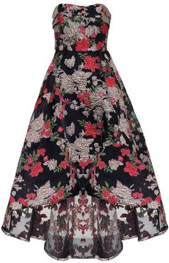 Floral fil-coupÃ© strapless gown