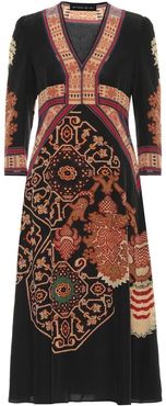 Printed silk midi dress