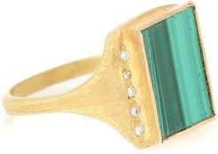 Roxy Signature 18kt gold ring with malachite and diamonds