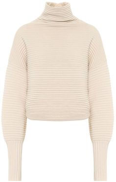 Ribbed-knit wool turtleneck sweater