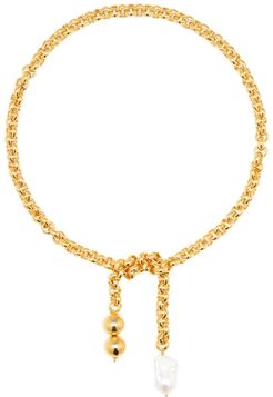 24kt gold-plated chain necklace with pearls