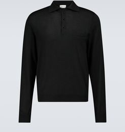 Long-sleeved knitted polo shirt