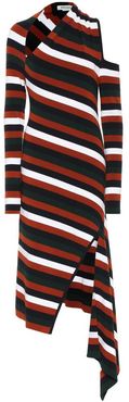 Striped merino wool-blend midi dress