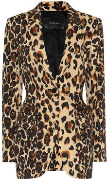 Leopard-print cotton blazer
