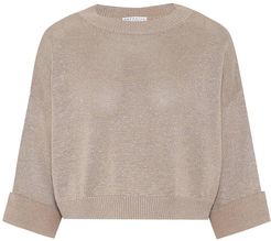 Cropped cotton-blend sweater