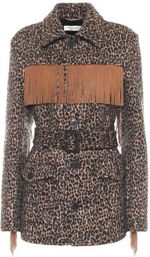 Leopard-print wool and alpaca jacket