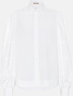 Puff-sleeve cotton-poplin shirt