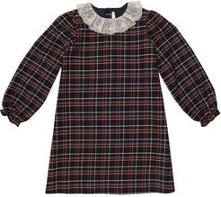 Puzzle checked cotton-blend dress