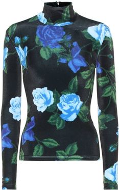 Floral stretch-velvet top