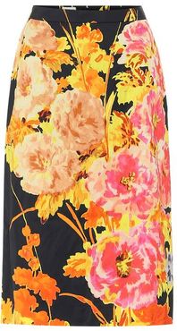 Floral brocade pencil skirt