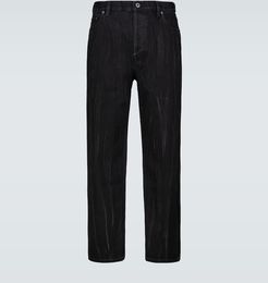 straight-fit cropped textured jeans
