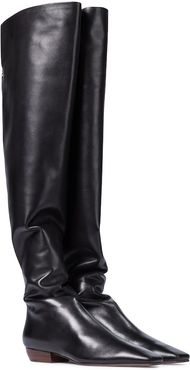 Slouch leather over-the-knee boots