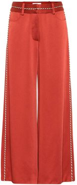 High-rise wide-leg satin pants