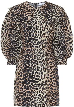 Leopard-print cotton-poplin dress