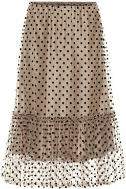 Polka-dot chiffon midi skirt