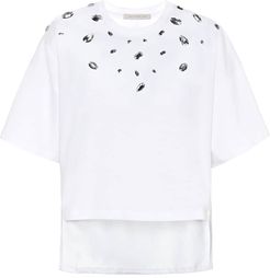 Crystal-embellished cotton T-shirt